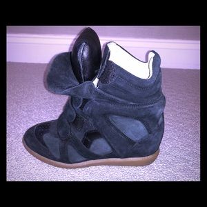 Original Isabel Marant Black Becket Wedge Sneakers